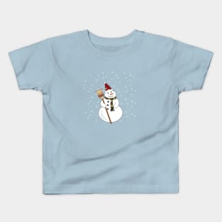 Christmas Snowman with Snowflakes Kids T-Shirt